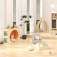 Sofá de Lectura para Niños, Forma de Media Luna Semicircular, Muebles Infantiles de Madera, Integración Sensorial Montessori