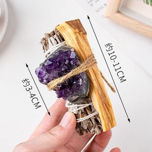 Offre Spéciale personnalisé blanc <span class=keywords><strong>sauge</strong></span> ensemble cristal Quartz <span class=keywords><strong>grande</strong></span> pierre brute Kit encens <span class=keywords><strong>feuille</strong></span> baguettes maison nettoyage guérison méditation - Product Image 2