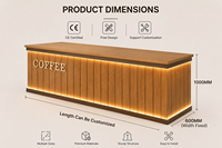 Comptoir de réception moderne et écologique en MDF durable pour café, avec éclairage LED, taille personnalisable, idéal pour hôtels et centres commerciaux