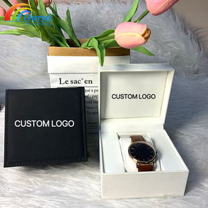 <b>Cheap</b> Factory Sale Matte Black OEM Leather Custom Logo Square Water Resistant Flip Closure Watch <b>Gift</b> <b>Box</b> Packaging Wholesale Pu - Product Image 1