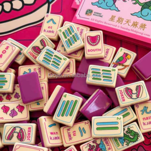 Customized Luxury Pink Lip Shaped 2-Layer Acrylic Sunday American <b>Mahjong</b> Tiles Full <b>Set</b> 160 Pcs Low MOQ 1 <b>Set</b> - Product Image 3