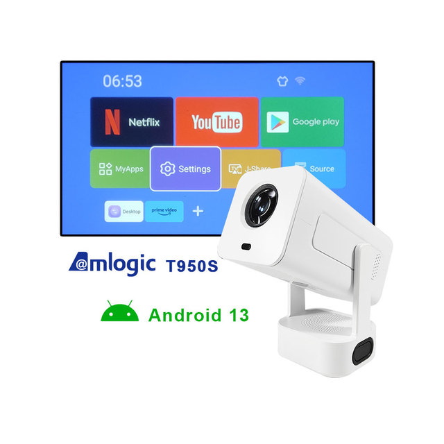Home Wifi 6 Projector with Speaker Base 320 ANSI Lumen AUTO Focus Portable Projector Native Res 1080P Business Beamer