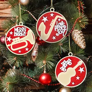 Рождественская елка украшения деревянные украшения для дома туба Виолончель саксофон три стиля красный бархатный кулон
