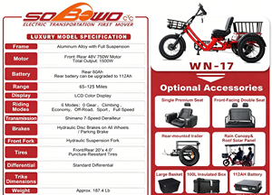 <span class=keywords><strong>Tricycle</strong></span> Électrique <span class=keywords><strong>Adulte</strong></span> 750W en Promotion 2026, Vélo Électrique à 3 Roues 60Ah 48V, 1 Batterie Tout-Terrain, Autonomie Étendue 200KM - Product Image 5