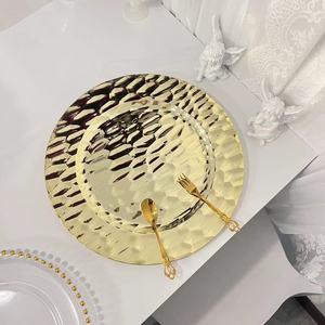 Piastre di ricarica d'oro tondo di plastica Reef piastra per piatti per la cena festa di nozze elegante decorazione <span class=keywords><strong>posto</strong></span> - Product Image 1