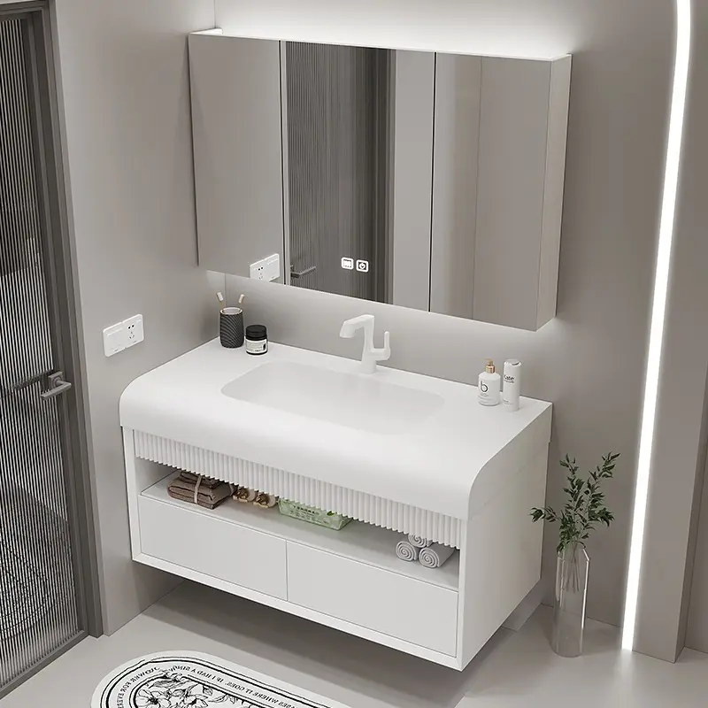 Phòng tắm hiện đại đồ nội thất đặt cao qualtity thương mại phòng tắm vanities gương rắn gỗ phòng tắm Tủ Set