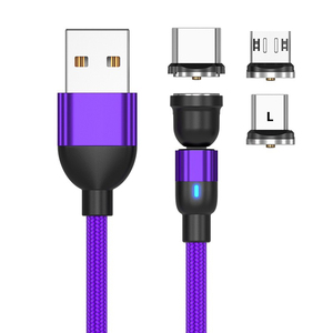 Hot-selling 540° Rotatable 3-in-1 2.4A Magnetic <b>USB</b> Charger Cable for Phones, Flexible & Efficient, Anti-tangle Design - Product Image 2