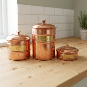 Copper Food Container Set With Lid Classic Round Design Polished Finish Keep Fresh <b>Storage</b> Boxes <b>Bins</b> - Product Image 4