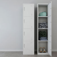 Casier de rangement en acier à 4 portes, armoire métallique pour personnel, vestiaire pour employés de gymnase ou d'école avec serrure