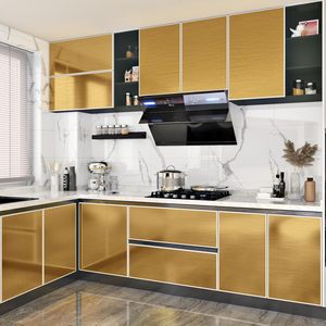 ORON DECO Hot Selling Self-Adhesive Wallpaper Rose Gold Metallic Brushed <strong>Kitchen</strong> <strong>Wrap</strong> Decorative Metallized Films Wall Sticker - Product Image 3