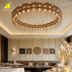 Plafonnier LED artistique en forme d'anneau avec pampilles - <span class=keywords><strong>Décoration</strong></span> d'ambiance chaleureuse et contemporaine pour espaces commerciaux haut de gamme - Product Image 5