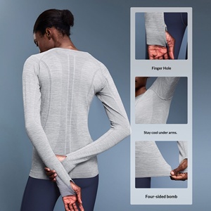 Haut de yoga sans couture à manches longues pour femme, mignon, neuf, respirant, confortable, anti-transpiration, idéal pour le sport et la course à pied - Product Image 4