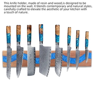 เหล็กดามัสกัส 67 ชั้น สำหรับมีดทำครัว ขนาด 26.5 นิ้ว ใบมีดคมกริบ เคลือบสารกันติด ด้ามไม้สีน้ำเงินทรงตามหลักสรีรศาสตร์ - Product Image 2