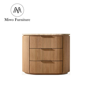 Home Modern Vintage 3 Chest <strong>of</strong> Drawers <strong>Bedside</strong> <strong>Table</strong> Natural Oak Wooden Marble Top Nightstand <strong>Set</strong> <strong>2</strong> Hotel Living Room Side <strong>Table</strong> - Product Image 1