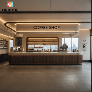 Muebles de Madera a Medida para Cafetería, Diseño de Interiores con Iluminación LED, Barra de Café Personalizable - Product Image 6