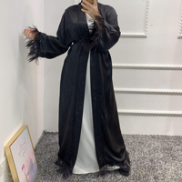 Fabrication de vêtements sur mesure de haute qualité Abaya Cardigan Robe islamique Robe Kimono Caftan Vêtements islamiques avec fourrure de plumes