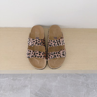 Sandales plates décontractées pour femmes, motif léopard, en crin de cheval, style transfrontalier, pour le commerce extérieur 2026