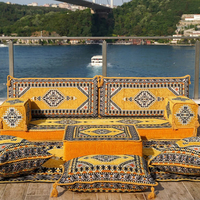 Ensemble de canapé sectionnel modulaire rembourré en tissu Majlis arabe jaune canapé de sol de salon pour le yoga