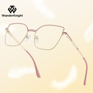 Очки-оправа 6956 класса люкс, дизайн «кошачий глаз», для женщин, оверсайз, металлические, розовые - Product Image 6