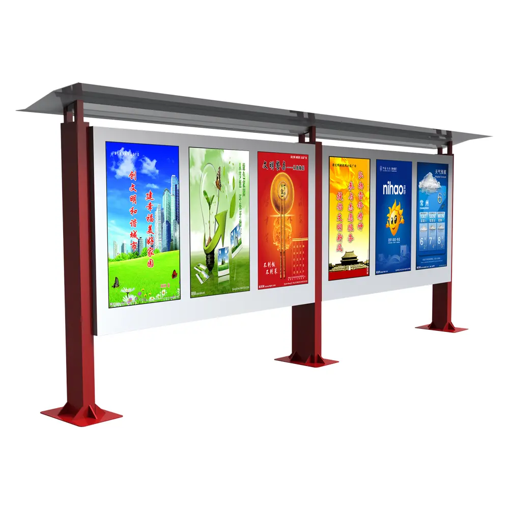 Kotak lampu iklan Display stasiun Bus kustom 55 inci layar penanda Digital luar ruangan LCD tampilan stasiun Stop Bus