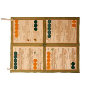 Lederen Backgammon Set Reizen Dubbel Schaakpakket Scroll Backgammon Kit Met Schaakstukken Voor Reizen