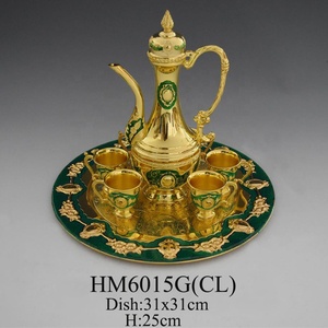 Arabic Wedding Decorative Metal <strong>Silver</strong> Ceramic Coffee <strong>Tea</strong> Pot Cup Zemzem <strong>Set</strong> - Product Image 4