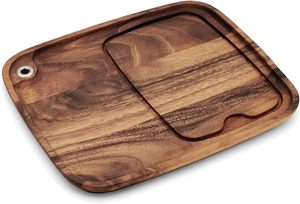 Mulitfuncation <b>Solid</b> <b>Wood</b> Tray with Plated Surface and Metal Handle for Home - Product Image 4
