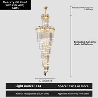 Lustre en cristal moderne en fer forgé à LED, style européen, pour salon, escalier rotatif, duplex, mini, creux, de taille moyenne