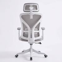 Chaise de bureau moderne minimaliste à dossier haut en maille |   Fauteuil pivotant décontracté gris à cadre blanc pour la maison, le bureau et les espaces de travail professionnels