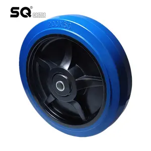 3 "4" 5 "Caster bánh xe đẩy bánh xe màu xanh đàn hồi cao su bánh xe công nghiệp Caster bánh xe