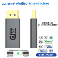 Adaptateur ULT-unite bidirectionnel DP vers Type C 8K 60Hz 4K 240Hz avec puce intelligente pour connecter l'hôte au moniteur
