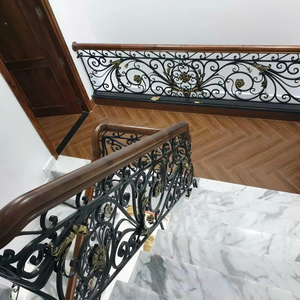 Escalera de Hierro Forjado Estilo Francés, de Acero Sólido, Montada en la Parte Superior, en Negro, Cobre, Bronce o Peltre, para Casa, Apartamento, Hotel, Villa - Product Image 1