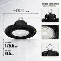 Projecteur LED UFO industriel 100W à haut rendement lumineux 180lm/W, personnalisable ODM/OEM pour l'éclairage commercial des usines, entrepôts et gymnases