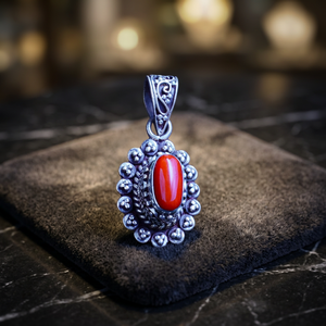 Wholesale Sterling Silver Natural <b>Coral</b> Charm Pendants with Bezel Setting Women's Classic <b>Jewelry</b> - Product Image 2