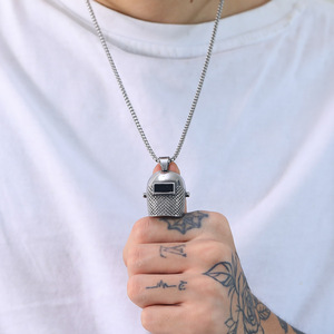 <span class=keywords><strong>Collier</strong></span> pendentif <span class=keywords><strong>casque</strong></span> personnalisé en acier inoxydable, breloque <span class=keywords><strong>casque</strong></span> de chevalier médiéval, spartiate, romain, viking, <span class=keywords><strong>moto</strong></span> - Product Image 2