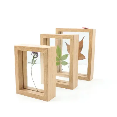 Hot Love Handmade Decorative Wooden Picture Frame Double-Sided Glass Plant Specimen and Digital Photo Frame Custom Wood Frame