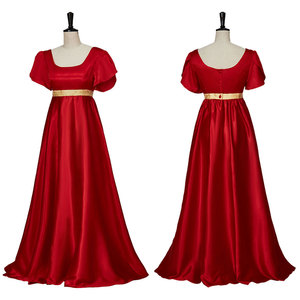 Vestido de Noche Vintage de Satén con Cintura Imperio, Cuello Cuadrado, Corte A y Largo, Traje Formal para Mujer - Product Image 2