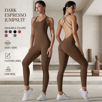 FH Combinaison de yoga une pièce pour femme, dos à bretelles, effet push-up fessier, coupe ajustée, séchage rapide, vêtement de sport sculptant, usine OEM