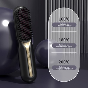 Nouvelle brosse lissante chauffante sans fil portable, mini peigne double usage, avec technologie PTC pour un lissage rapide - Product Image 3