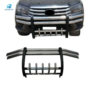 Bemper Depan Elegan, Tabung Ganda dengan Karet Gelang, Bumper Depan Ludge Bar Bull Bar untuk Hilux Revo 2015 +