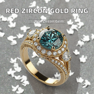 Nouvelle bague tendance pour femme, en laiton plaqué or, incrustée de zircon rouge, avec sertissage à griffes, idéale pour mariage, fiançailles ou comme cadeau de fête. - Product Image 2