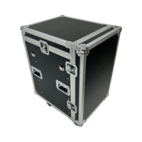 Boîtier de transport en bois OEM/ODM personnalisé de haute qualité 10U 2U 4U pour table de mixage DJ et amplificateur, 3 portes, 4 roulettes, protection robuste IP67