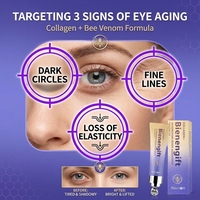Crème Contour des Yeux Hydratante et Raffermissante à l'Acide Hyaluronique, Vitamine C, Stick de Massage pour Cernes et Ridules, au Venin d'Abeille Bio et Collagène