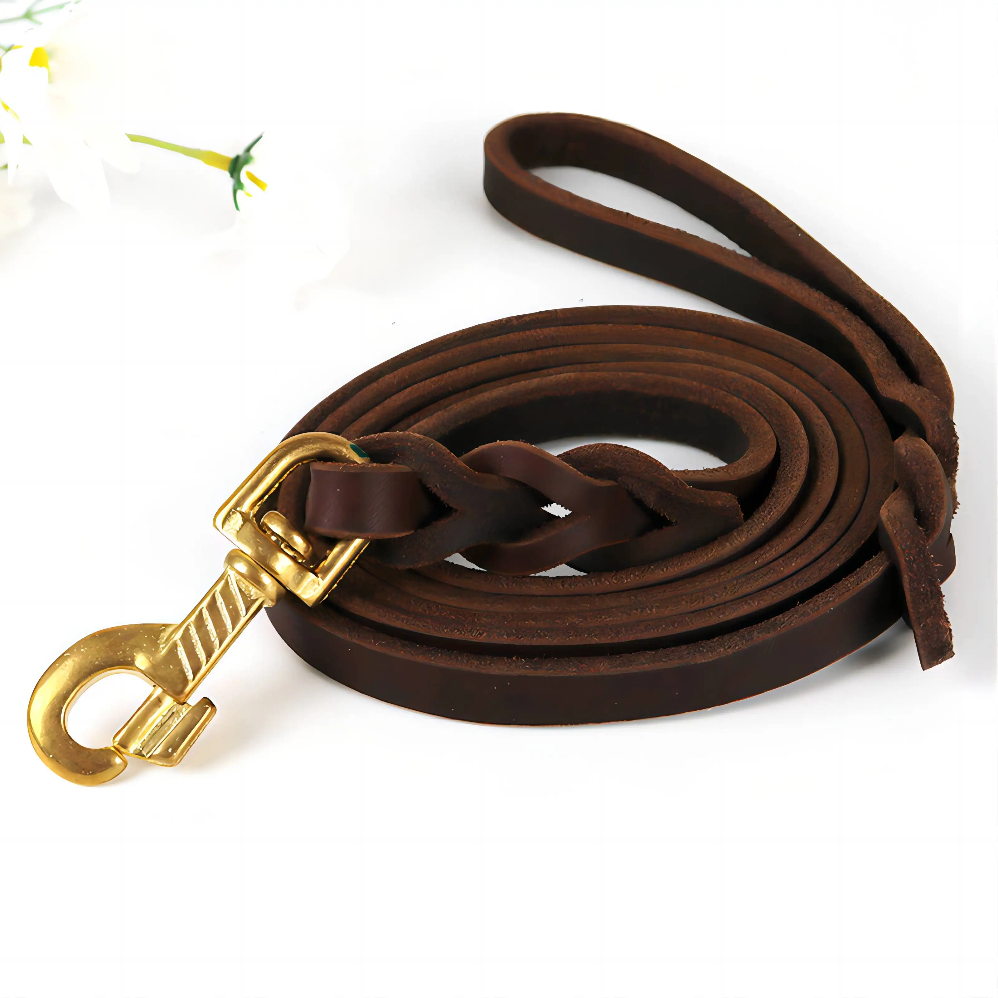 2023 Hot Sell High Quality Custom Luxury Strong Durable Heavy Duty Pet Leather Rope Dog Leash Lead