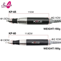 Manche de perceuse à ongles électrique professionnelle KP60/KP65 en acier inoxydable brossé, forme stylo, pièce de rechange avec câble 3 broches