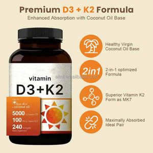 5000 IU D3 100 Mcg K2 MK-7 240 Softgels Duplo Selado UV Protegido De Terceiros Testado Adulto Uso Melhorado Densidade Óssea Vitamina - Product Image 5