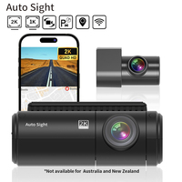 Caméra embarquée double objectif avant/arrière 1080P avec contrôle WiFi, GPS, vision nocturne, surveillance de stationnement, enregistrement en boucle, contrôle par application, carte SD jusqu'à 256 Go