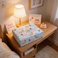 Rouleau de papier d'emballage d'anniversaire pour chien RUSPEPA, rose, pour filles, avec ballon gâteau Teckel