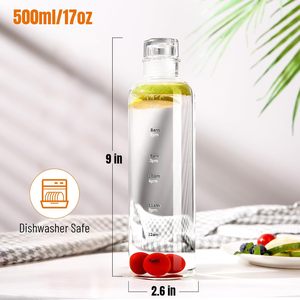 Bouteille d'eau en verre borosilicate de haute qualité 300-1000ml (16oz/32oz) fabriquée à la main, écologique, compatible lave-vaisselle et micro-ondes, avec couvercle à visser - Product Image 3