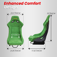 JIABEIR 1097 Sièges de course universels réglables en suède vert pour simulateur de conduite avec station de jeu